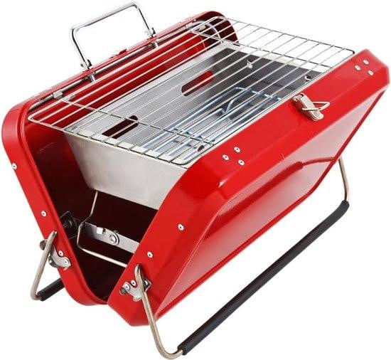 Rode draagbare houtskoolgrill voor op tafel en in de tuin