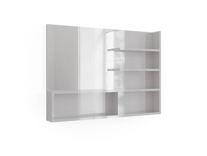 Miroir mural 89.8x65cm avec compartiments ouverts Blanc Haute brillance Vicco 41278