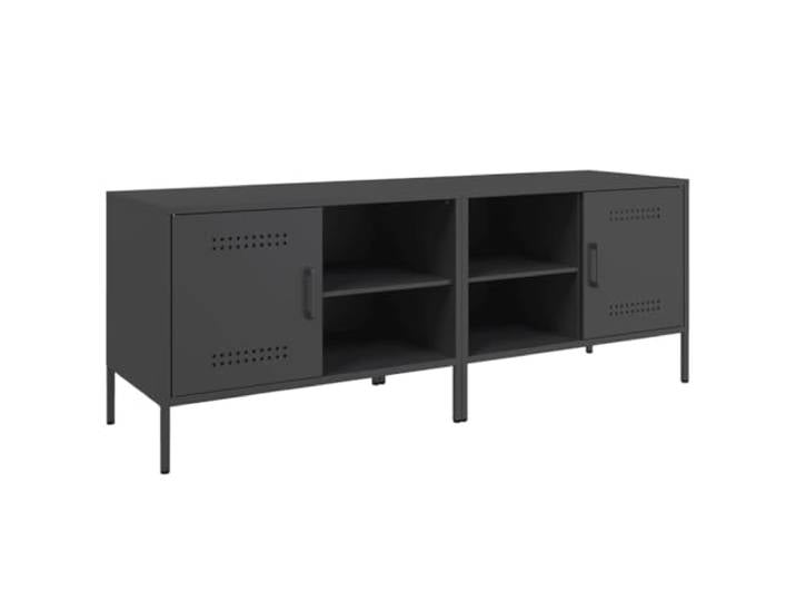 LMTYOENFG TV-Schrank 2er Set Schwarz 68x39x50,5 cm Stahl TV Board Industrie-Design TV-Möbel mit Tür und offener Ablage für Wohnzimmer und Schlafzimmer. Stabile Stahlkonstruktion.