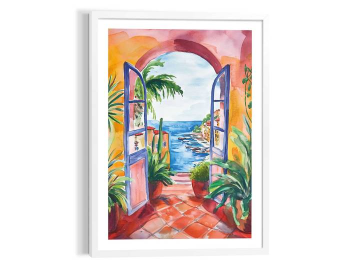 Poster REINDERS Sommerbalkon , bunt (farbe bild(er): mehrfarbig), B:50cm H:70cm T:2,2cm, Bilder, Poster, Wohnzimmer - Mehrfarbig - MDF - Landschaften - 50x70 cm
