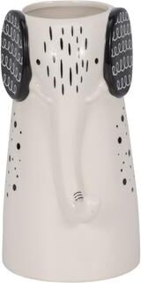 "Sagebrook Home Ceramic Elephant Figurine - 9"" White/Black Vase with Opening - 6"" x 5"" x 9"""