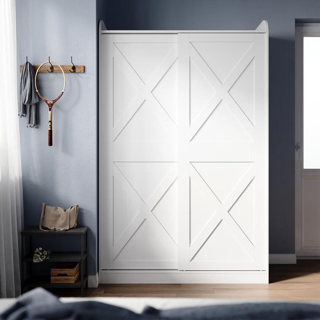Brambly Cottage Feller Manufactured Wood Wardrobe White 186cm H X 118cm W X 50cm D