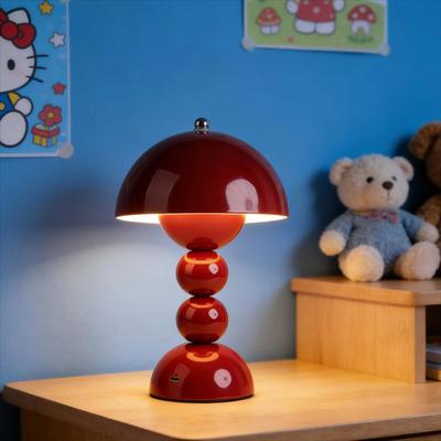 Inspired Living LunaBloom Mushroom Table Lamp Rechargeable LED Touch Control Bedside Night Light red