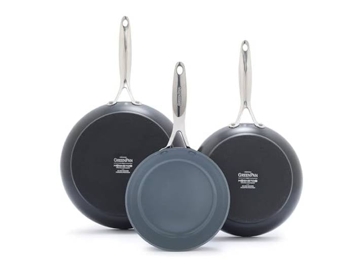 GreenPan Valencia Pro harteloxiertes 3-teiliges Bratpfannen-Set, Keramik, antihaftbeschichtet, 20,3 cm, 24,1 cm und 27,9 cm, Induktionsgeeignet, PFAS-freies Kochgeschirr, spülmaschinenfest, ofen- und