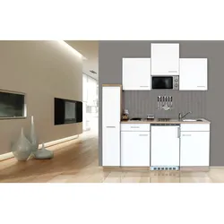 Respekta Küchenzeile KB180ESWMIC 180 cm Weiß-Eiche Sägerau Nachbildung