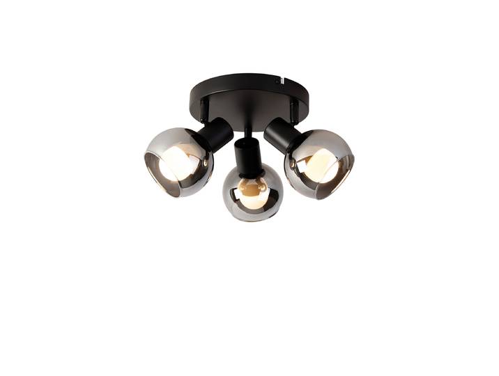 Spot de plafond intelligent noir avec verre fumé, incl. 3 Wifi