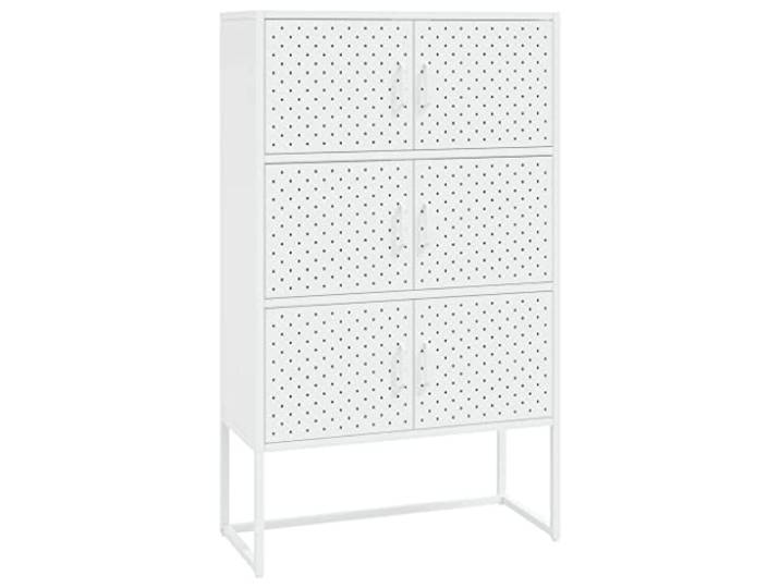 YUTAASU Highboard Weiß 80x35x135 cm Stahl