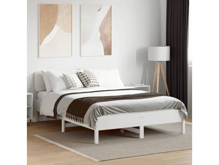 Massives Kiefernholz Stabil Schlafzimmer Bettgestell Weiß 150x200 cm Massivholzbett ohne Matratze Weiß 150x200 cm Kiefernholz Stabil Bettgestell mit Kopfteil und Lattenrost Schlafzimmer Möbel