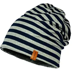 Jersey Wende Beanie Streifen navy/grey