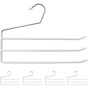 Relaxdays Hosenbügel 1002941546, aus Metall, Mehrfachbügel mit rutschfestem Bezug, weiß, 33,5cm, 5 Stück