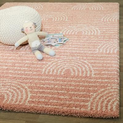 Balta Rugs Mod-Tod Hailey Kids Rainbow Print Shag Berber Area Rug