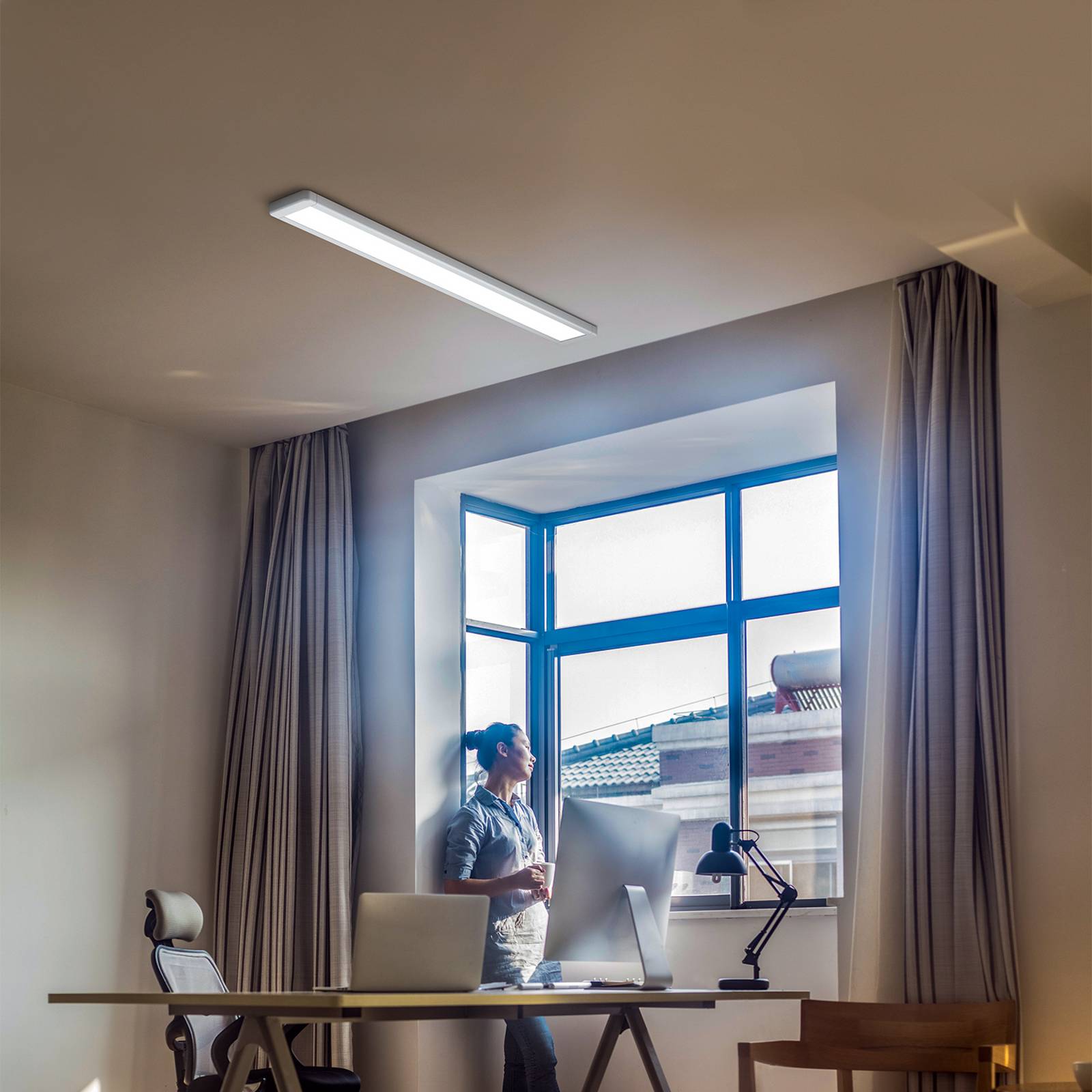 OSRAM Lámpara de techo LED OFFICE LINE, Blanco / Ópalo, Despacho / Oficina, Aluminio, Lámpara de techo LED