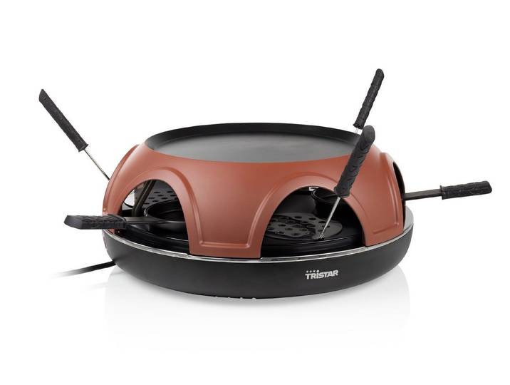 Tristar Elektrische Pizzapfanne, 1800 W, Pizzamaker, Raclette & Teppanyaki 6 Personen Ton Pizzaofen für Zuhause