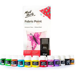 Mont-Marte Stoffmalfarben Signature Textilfarben, für helle und dunkle Stoffe, 12x 20ml