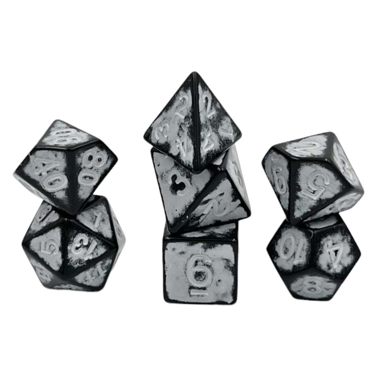 Dice4friends Würfelset Antik Dark Knight: White (7) (DIC37395)