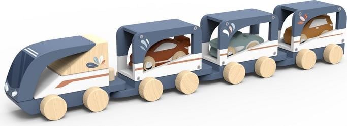 Speedy Monkey houten transportwagen voor speelgoed, kleurrijk