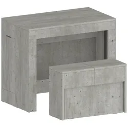 Dmora Badesi - Tisch- und Stuhlset, Beton Grau, 12 Plätze, Made in Italy