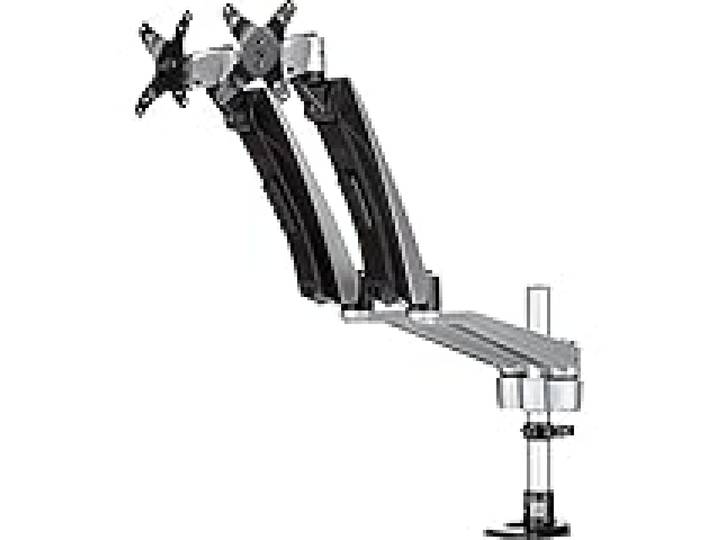 StarTech Support Bureau Bras Articule 2 Ecrans 30 , Argent (ARMDUAL30) Multidirectionnel, Assiste par ressort, Installation sans outil, Empilable, VESA, jusqu'a 9kg/bras