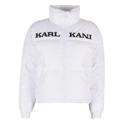 Winterjacke KARL KANI "Karl Kani Karl Kani Retro Essential Puffer Jacket", Damen, Gr. L, weiß, 100% Polyester, mehrfarbig, normal, amerikanischer Ausschnitt, Jacken Winterjacke
