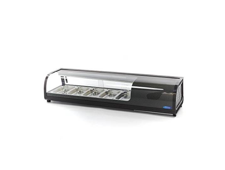Maxima Vitrine à sushi et tapas 52 L - 5 x 1/3 GN - Vitrine de table pour sushi - vitrine réfrigérée pour gastronomie - vitrine frigorifique professionnelle - avec récipients GN - Tapas