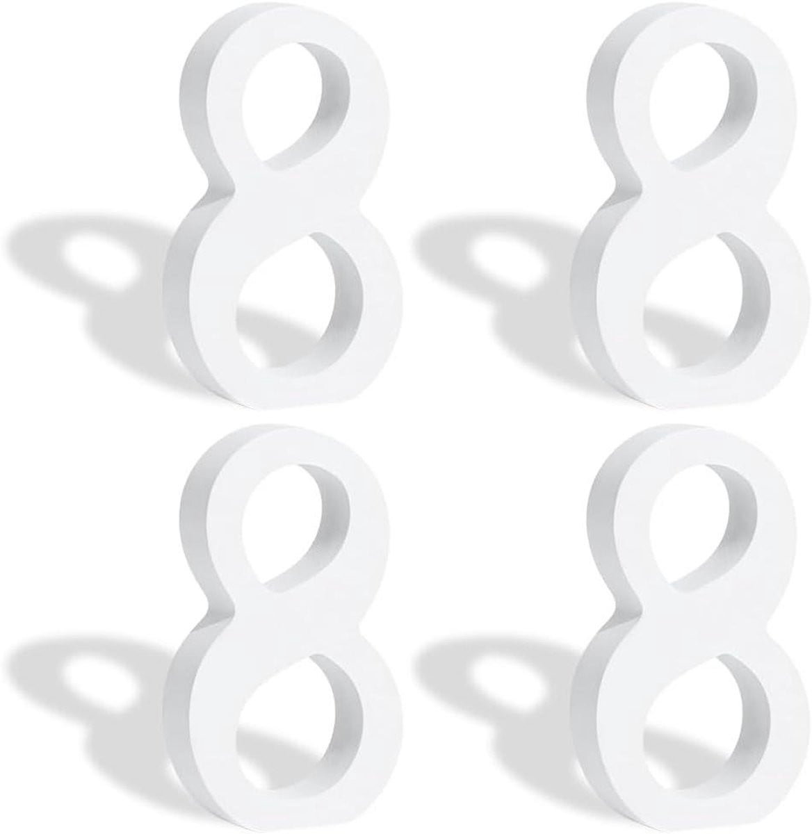 Set van 4 houten cijfers voor decoratie, wit, 10 cm