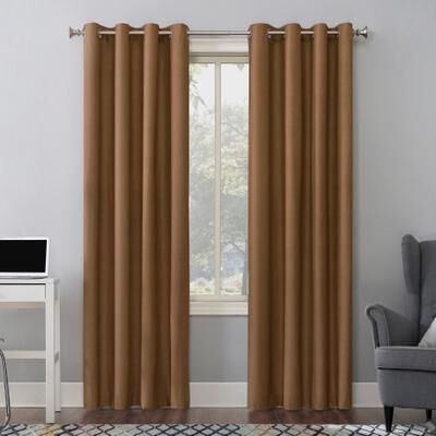 "Wide Width Sun Zero™ Cameron Texture Grommet Window Panel by Sun Zero™ in Pecan (Size 50"" W 84"" L)"