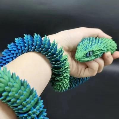 Uplifted Finds 3D Printed Snake Movable Joint Fidget Toy Figurine green