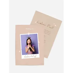 Geburtstagseinladung selbst gestalten mit Spruch und Fotos im Onlinedesigner bei Meine-Kartenmanufaktur.de