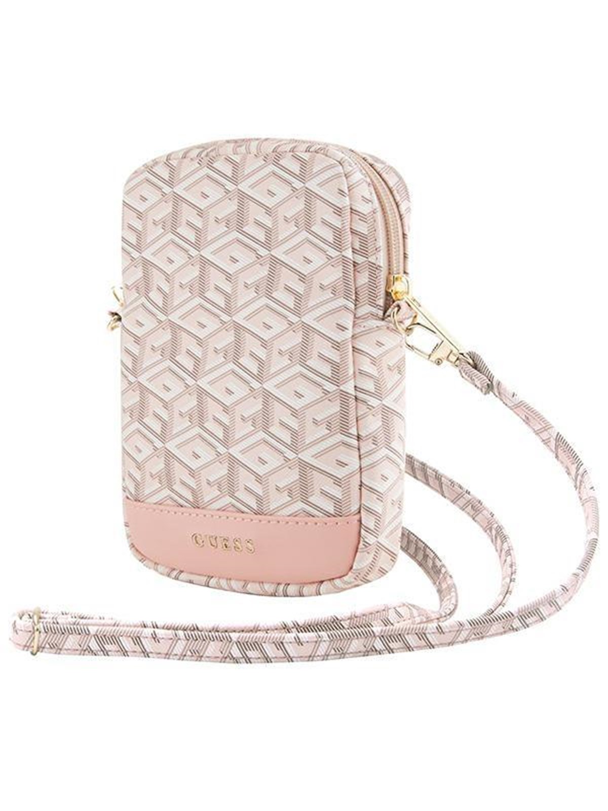 GUESS Zip GCube Bottom Stripe phone bag - pink