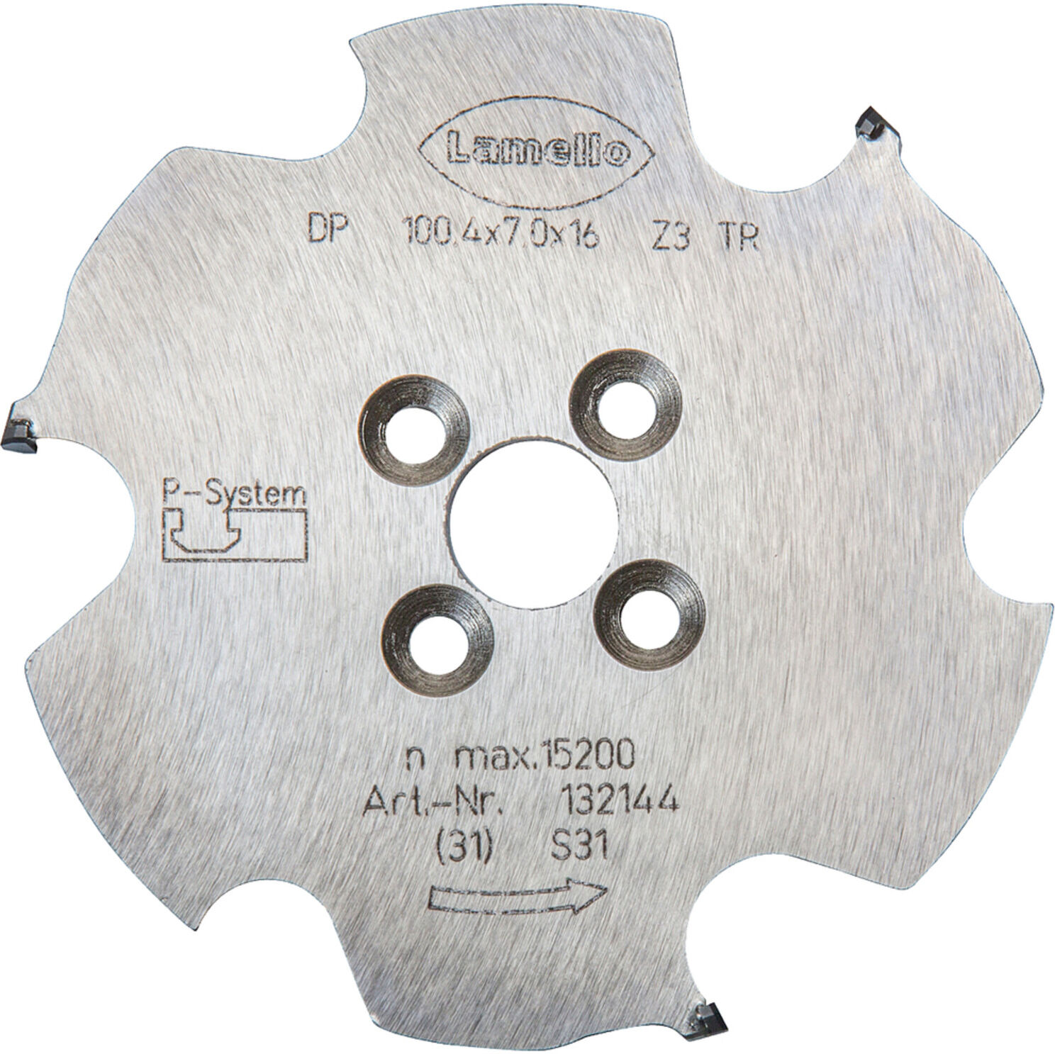 Lamello P-System Nutfräser CNC, DP, D100.4x7xD16 mm, Z3, NL 4xD5.5xD28 mm (132144)