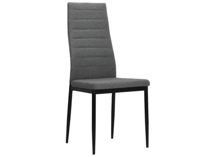POUFGDR Esszimmerstühle, hellgrau, Polyestergewebe, 4 Stück Stahlrahmen, dicke Sitzfläche und Rückenlehne, ergonomisches Design, weicher Stoff, 110 kg pro Sitz, einfache Montage