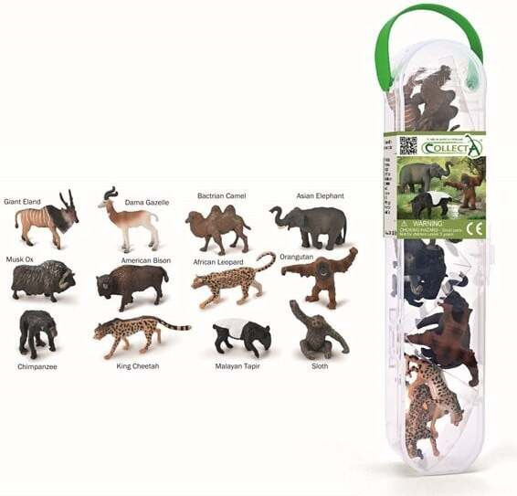 Collecta Doos met 12 handgeschilderde miniatuurfiguurtjes van wilde dieren model A1212