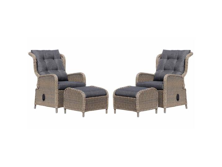 Glasgow lounge balkonset - verstelbaar 2 personen wicker + aluminium Ash Grey 4-delig