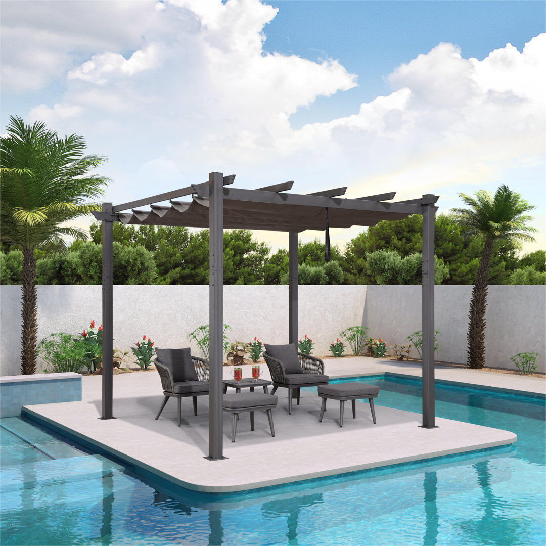 Blue Elephant 3m x 3m Aluminium Pergola Grey 245cm H X 300cm W X 300cm D