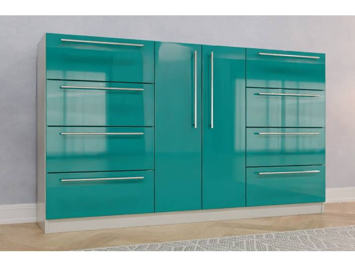 Büro Highboard nach Maß - RAL 5018 Türkisblau - 115x195x42cm - Individuell konfigurieren