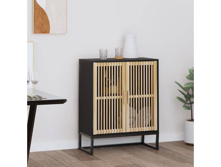 Buffet-Meuble de rangement noir 60x30x75 cm bois d'ingénierie 381038