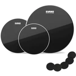 Evans ETP-CHR-R Blk Chrome Tompack Rock10-12-16 mit Pads, Drumhead, Schwarz, Transparent