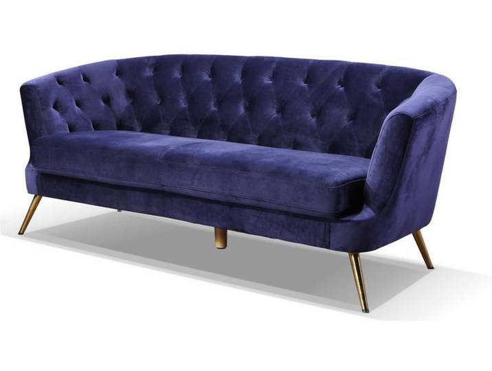 3-SITZER-SOFA Lita B: 183 cm Samt Blau