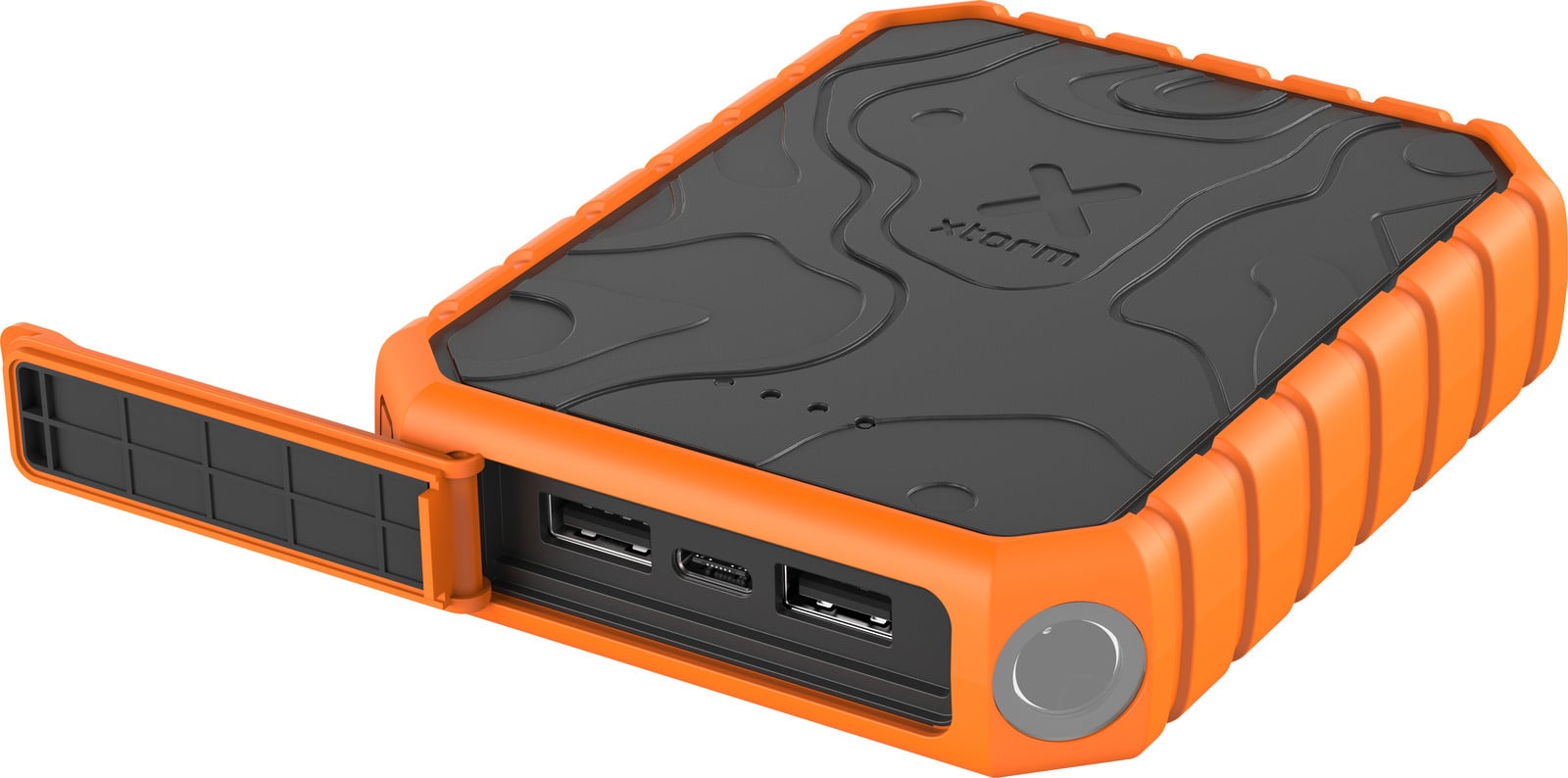 Xtorm Rugged Outdoor Powerbank 10.000 mAh - Waterdichte Powerbank met Zaklamp en 18W - Oranje/Zwart - 1x USB-C PD + 2x USB-A
