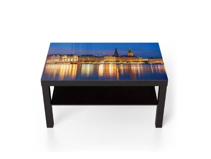 DEQORI Couchtisch 'Hamburg bei Nacht', Glas Beistelltisch Glastisch modern