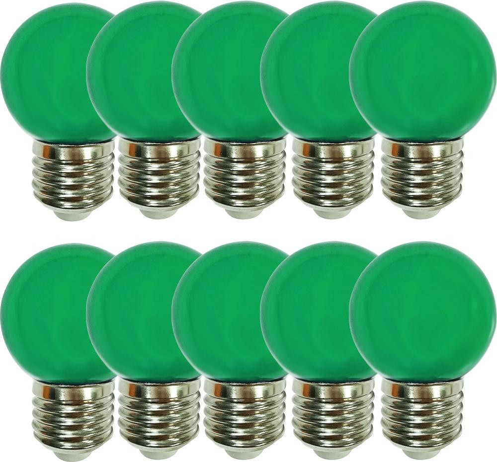 NCC-Licht Set van 10 Groene LED-lampen, Druppelvormig, 2W, E27
