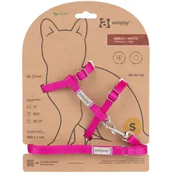 Amiplay Geschirr + Leine für Katze Samba M Rosa