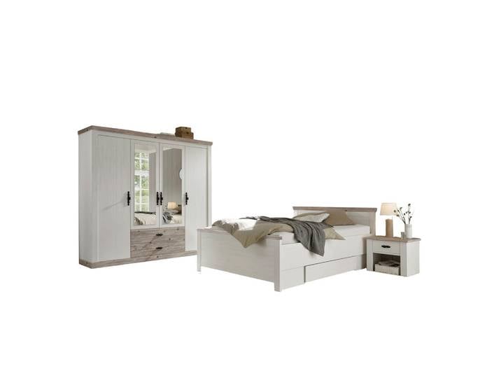 Mid.you Schlafzimmer, Pinien, Hellbraun, 4-teilig, 6 Fächer, Schlafzimmer, Schlafzimmer Komplett