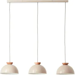 Brilliant, Pendelleuchte, 158 x 100 x 25 cm, 3 x E14, kürzbar, Metall/Holz, natur/beige (E14)