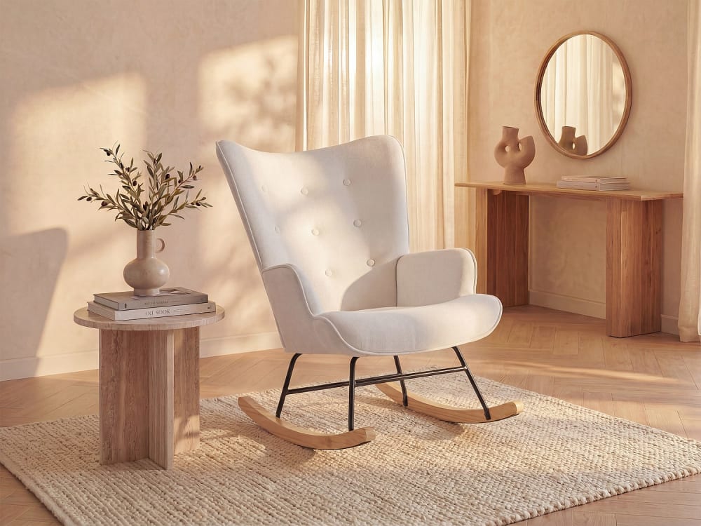 vente-unique.com Rocking chair polyester beige Beige 86x91x68cm
