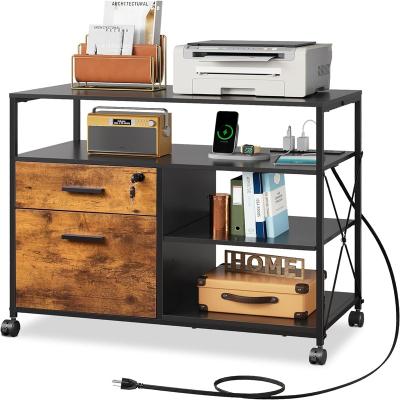 No "2 Drawer Locking File Cabinet with Charging Station - 15.7""D x 31.7""W x 26.1""H"