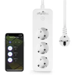 Offgridtec Smarte 3-fach Steckdosenleiste mit Smart Life- oder Tuya-App 1,8m Kabel