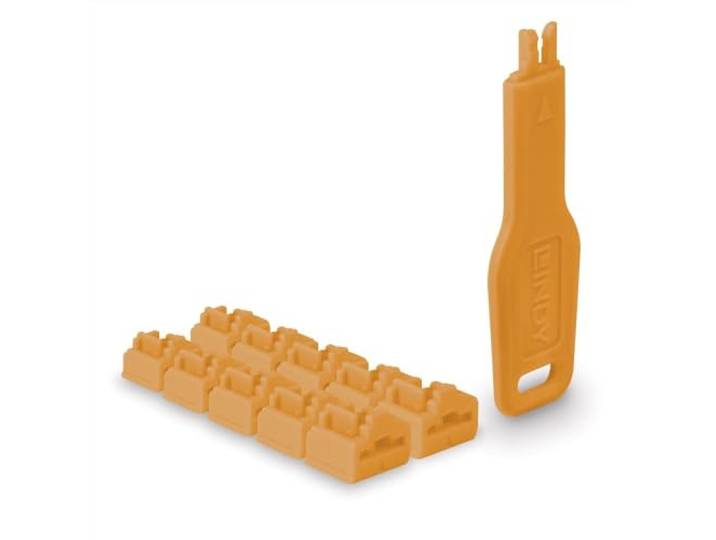 Lindy RJ45-poortsloten (10 stuks) met sleutel, oranje