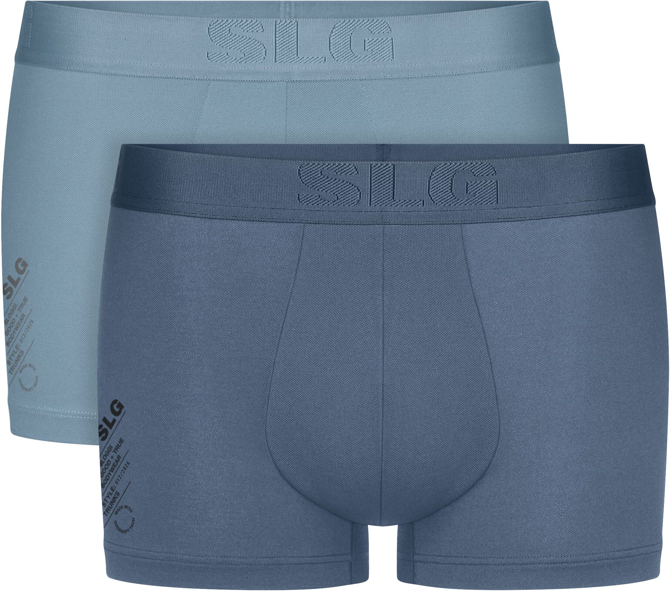 Trunk SLOGGI "SLG Base Soft", Herren, Gr. XL, Microfaser, blau, light, Microfaser, Obermaterial: 61% Modal, 32% Polyamid, 7% Elasthan, körpernah, Unterhosen, ohne Eingriff, elastischer Logobund