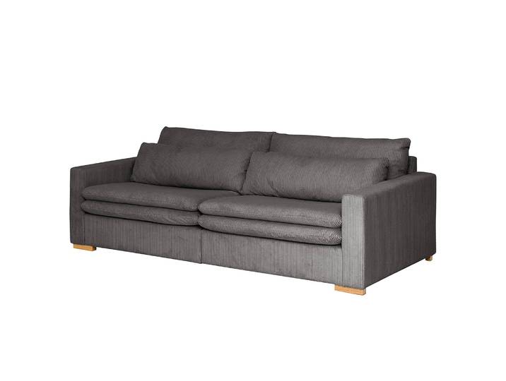 home24 XXL-bank Dailman grijs/grijs corduroy Lola 240 x 82 x 104cm modern